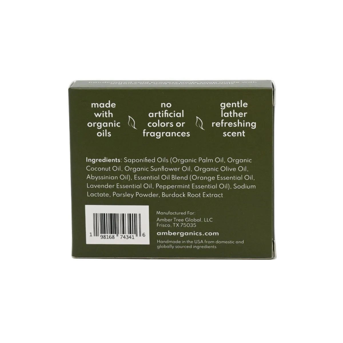 Amberganics Cold Process Soap Box (Back) in Citrus Lavender with a Hint of Mint